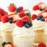 Fluffy Angel Food Cupcakes Topped with Fresh Berries