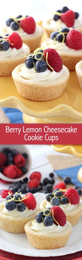 Berry Lemon Cheesecake Cookie Cups Recipe collage