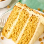close up of slice of Butterscotch Layer cake
