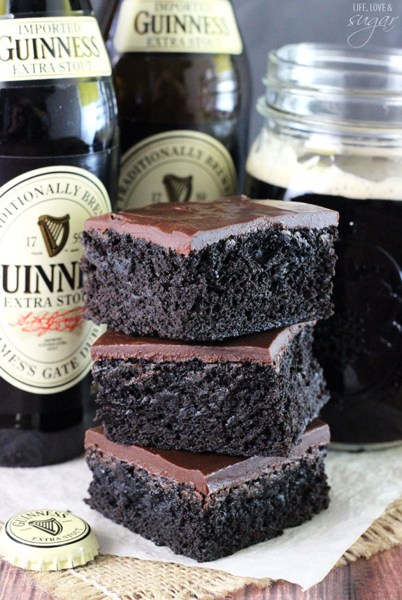 Guinness Brownies stacked on a napkin