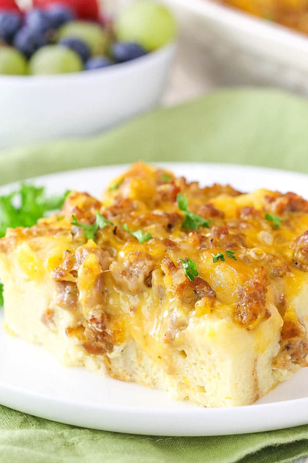 Overnight Sausage and Egg Breakfast Casserole - a classic for holiday mornings!