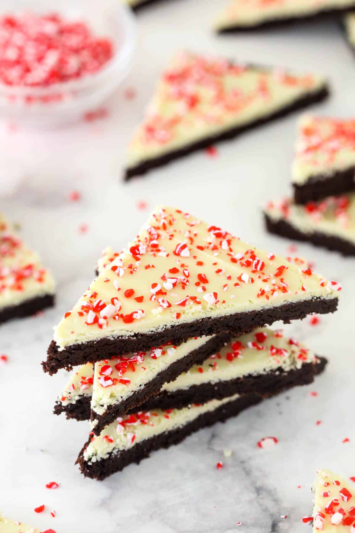 A stack of 4 peppermint bark cookies