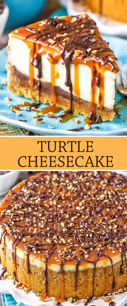 Collage of Turtle Cheesecake