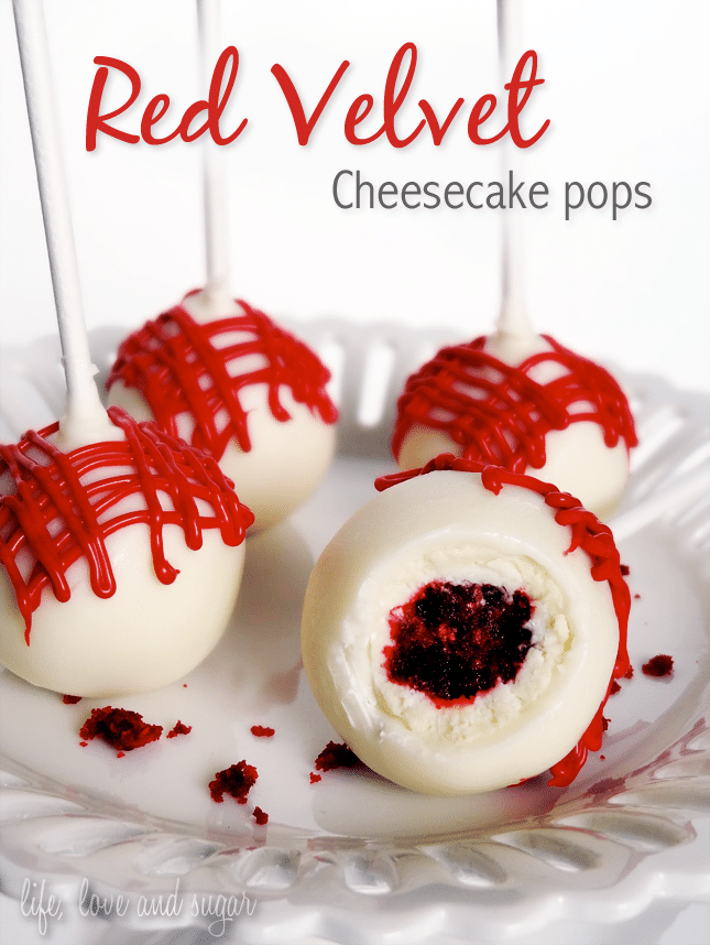 Red Velvet Cheesecake Pops finished product